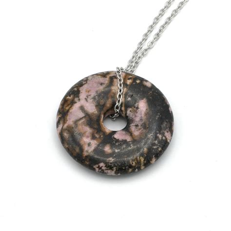 Pendentif Rhodonite De Madagascar Donuts Mm Pierre Naturelle