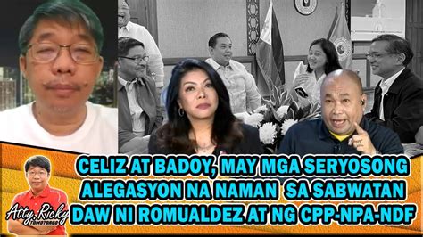 CELIZ AT BADOY MAY MGA SERYOSONG ALEGASYON NA NAMAN SA SABWATAN DAW NI