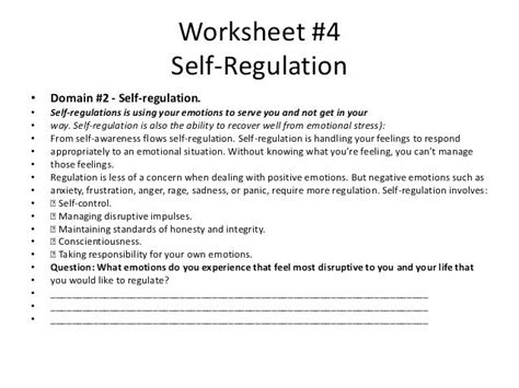 Managing Emotions Worksheets