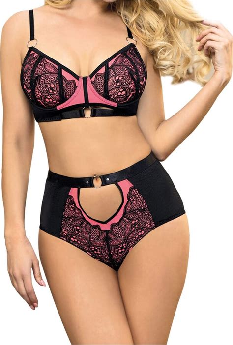 MGSFGlk Sexy Lingerie Set Open Lace Bra And G String Lingerie Set Push Up Suspenders Lingerie
