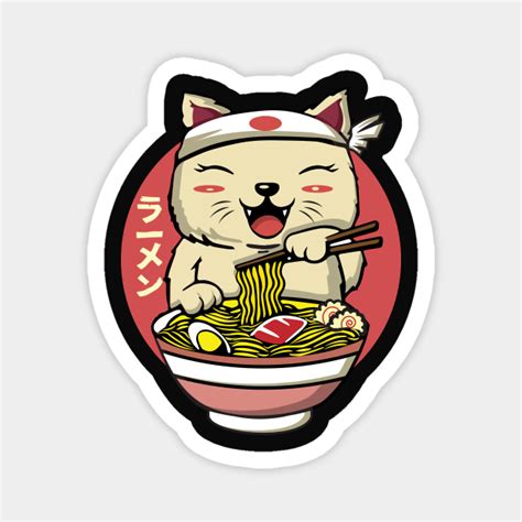 Kawaii Cat Eating Ramen Noodles Japanese Food Anime Cat Eating Ramen