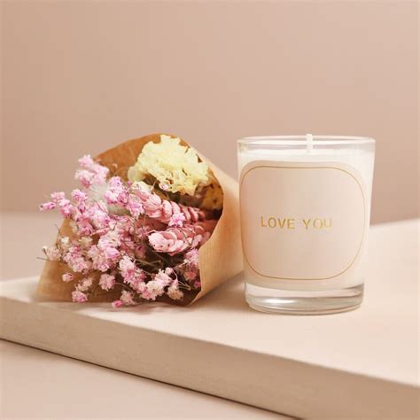 Love You Candle And Mini Dried Flower Posy Gift Lisa Angel