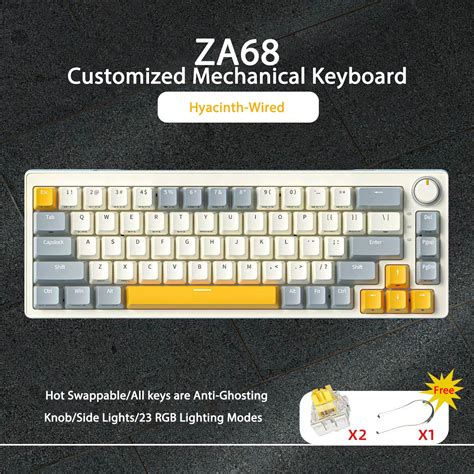 Zifriend ZA68 Hot Swappable RGB Mechanical Keyboard Triple Mode 2 4Ghz Bluetooth Type C Knob