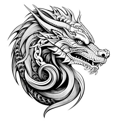 Premium Photo | Viking dragon in Nordic tattoo style