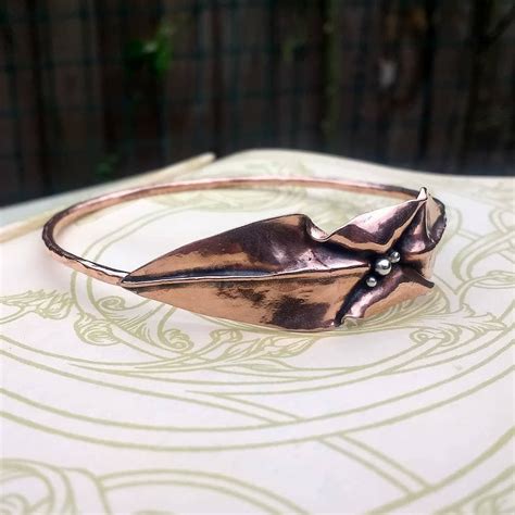 Elegant Copper Bangle Organic Copper Jewelry Metal Origami Bangle