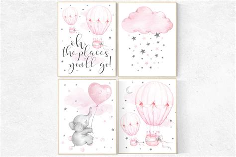 Nursery Decor Hot Air Balloons Nursery Decor Elephant Nursery Decor