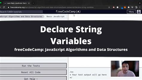 Declare String Variables Basic Javascript Freecodecamp Tutorial Youtube