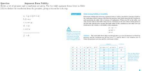 Solved Argument Form Validity Question Below A Set Of