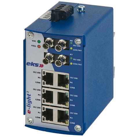 6 to 8 port unmanaged Ethernet to fiber optic switch, EL100-2U | EKS