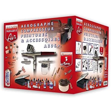 Prince August Coffret aérographe polyvalent avec peintures et accessoires