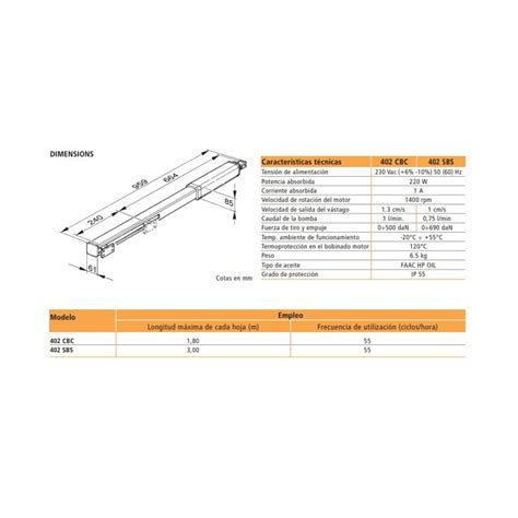 Kit set pack Faac 402 CBC Motor Hidráulico portón batiente brazo