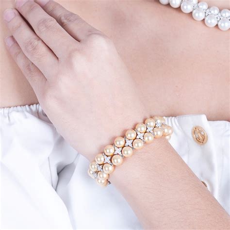 Crossly Golden Swarovski Crystal Pearl Bracelet Kelvin Gems