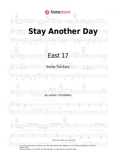 East 17 - Stay Another Day guitar chords and tabs in Note-Store.com
