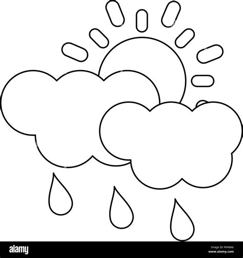 Sun And Clouds Clipart Black And White