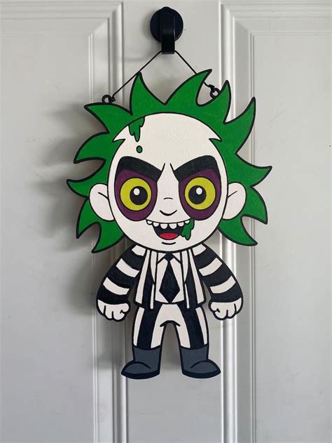 Horror Movie Door Hanger Halloween Sign Beetlejuice Door Hanger