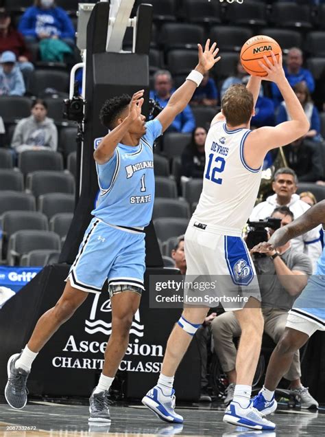 Drake Bulldogs Forward Tucker Devries Attempts A Shot As Indiana