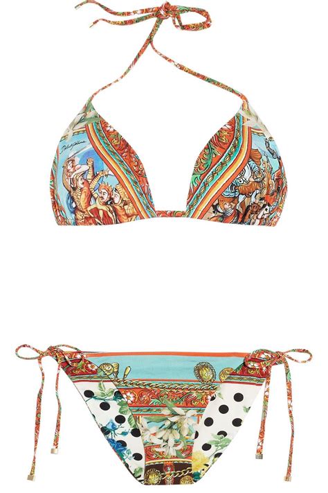 Dolce And Gabbana Reversible Printed Triangle Bikini Bikinis Dolce And