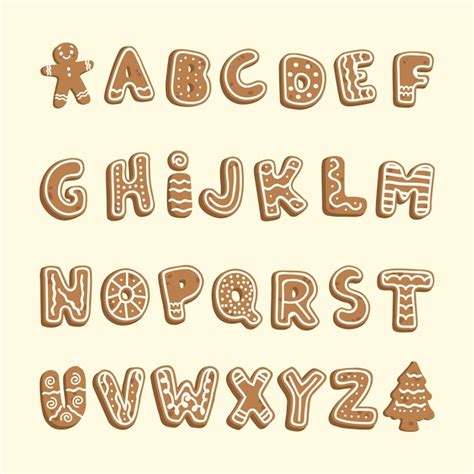 Free Vector Gingerbread Christmas Alphabet