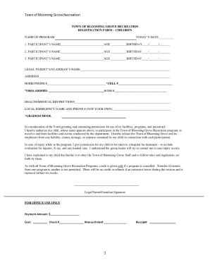 Fillable Online Registration Forms Town Of Blooming Grove Ny Fax