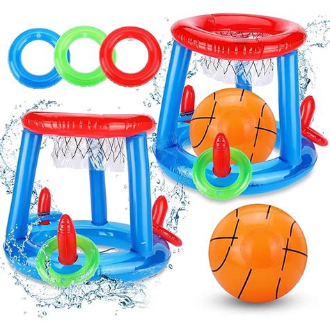 Buy Swimming Pool Basketball Hoop Set Giant Inflatable Pool Basketball Hoop With 1 Balls 3