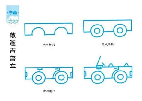 敞篷吉普车简笔画画法教程 简笔画 制作系手工网