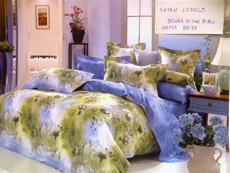 Sprei Jepang Motif Bunga Biru Hijau Sprei LovinaGrosir Sprei Murah