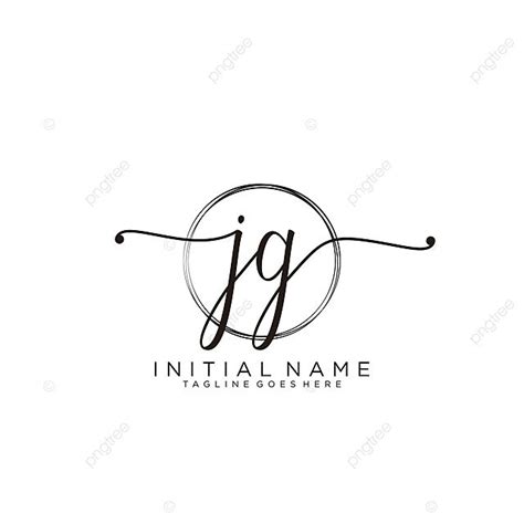 Vector Template Of Circle With Jgs Initials In Handwriting For Logo