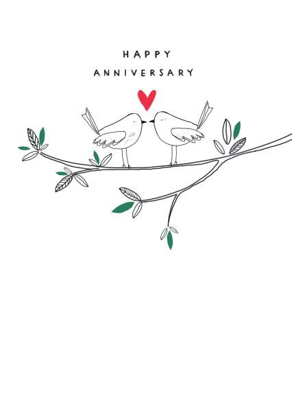 Cute Bird Anniversary Card Love Heart Thortful