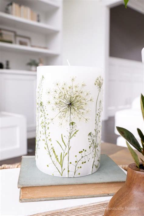 Diy Pressed Flower Candle In Flower Candle Dried Flower Candles