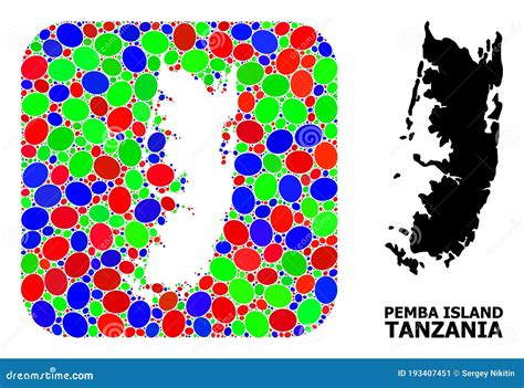 Mosaic Stencil And Solid Map Of Pemba Island Stock Vector