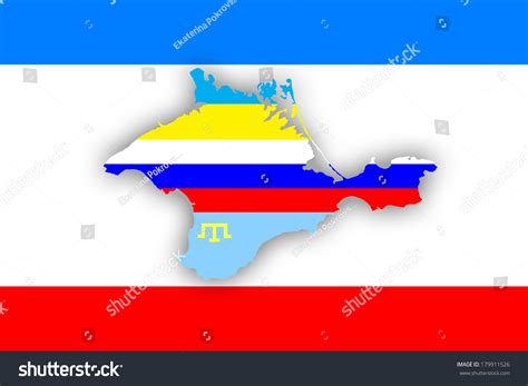 Crimea Peninsula Colorized Colors Three Flags Stock Illustration ...