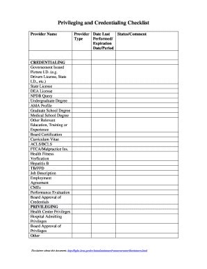 Provider Credentialing Checklist Template Excel Fill Online