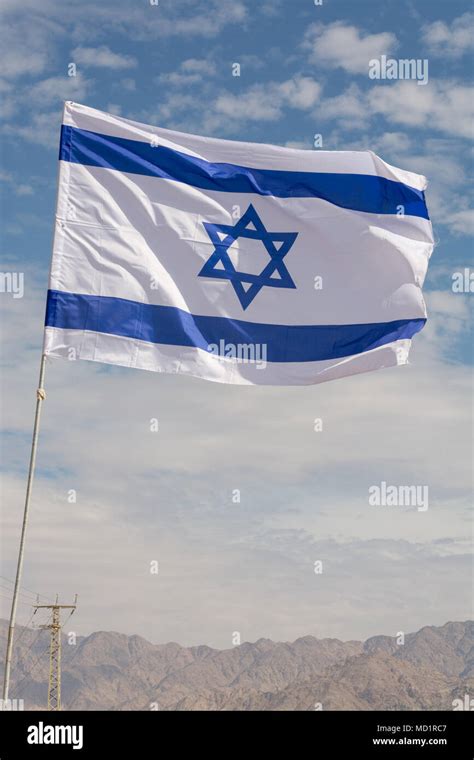 La Bandera Nacional Del Estado De Israel Blanco Azul Con La Estrella