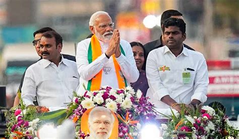 PM Modi Holds Roadshow In Coimbatore Pays Tributes To Victims Of 1998