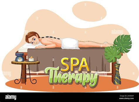 Woman Getting Hot Stone Massage Illustration Stock Vector Image Art Alamy