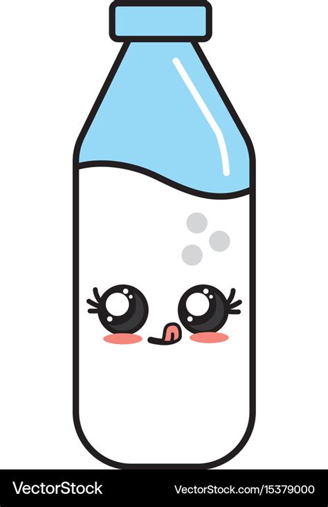 Kawaii Cute Funny Bottle Of Milk Royalty Free Vector Image