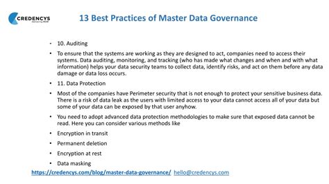 Ppt Master Data Management 13 Best Practices For Effective Master Data Governance Powerpoint