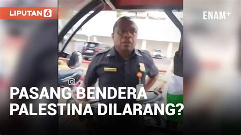 Petugas Keamanan Ribut Dengan Pemotor Karena Bendera Palestina