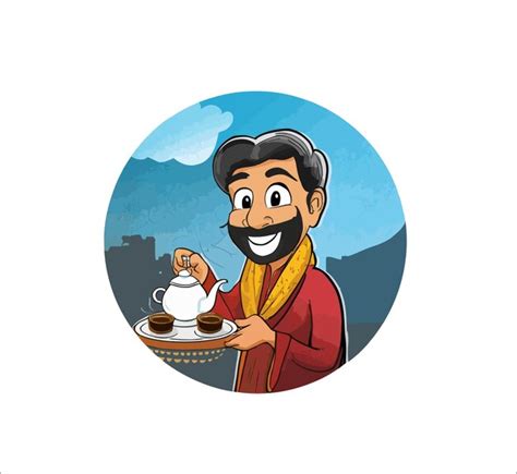 Premium Vector Art Illustration Indian Man Selling Tea Vector Chai Wala