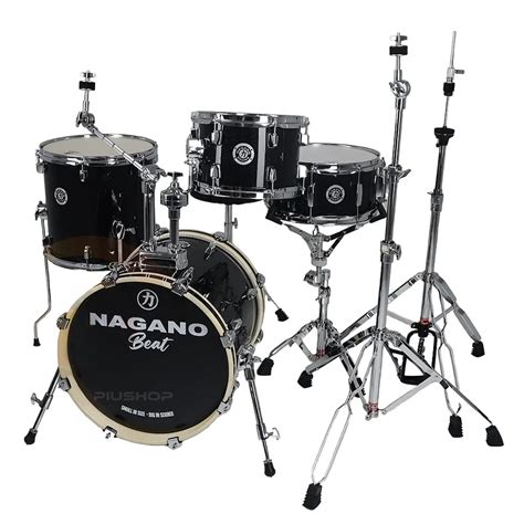 Bateria Ac Stica Nagano Beat Bumbo Banco Preta Ebs