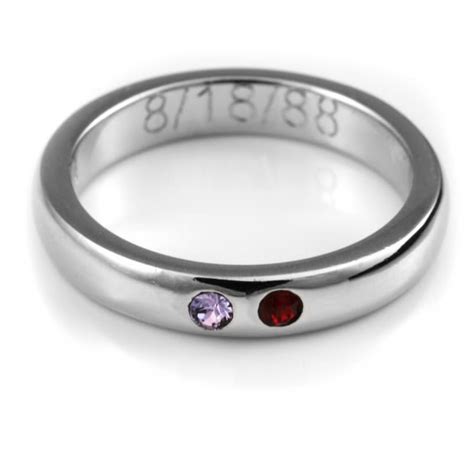 Personalized Birthstone Couples Ring - 2 Birthstone Ring