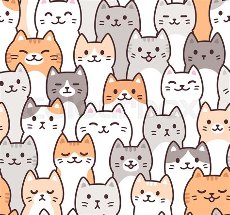 Cute Cartoon Cat Pattern Stock Vector Colourbox