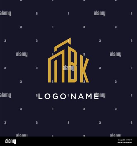 Bk Initial Monogram With Building Logo Design Vector Graphic Stock