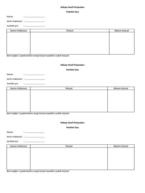 rekap hasil penjualan tiap anak