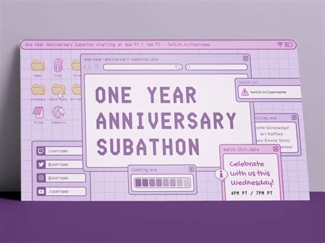 Purple Retro Lofi Twitch Subathon Social Media Package Etsy