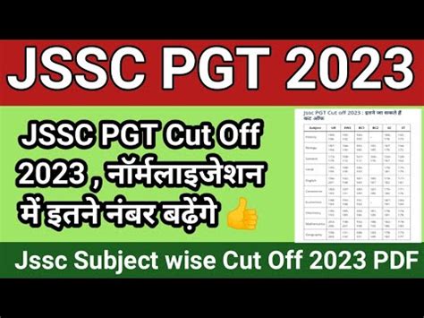 Jssc Pgt Cut Off 2023 Normalization Jssc Pgt Physics Cut Off 2023