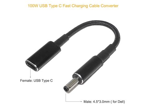 100w Usb C Type C Female To 45mm 30mm Dc Tip Pd Power Cable For Dell