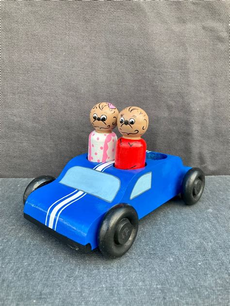 Handpainted Wooden Peg Doll Toy Car With Or Without Peg Dolls Etsy