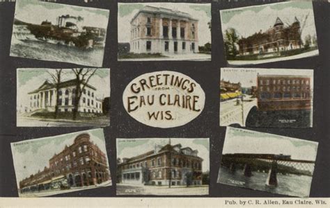 Greetings From Eau Claire Postcard Wisconsin Historical Society