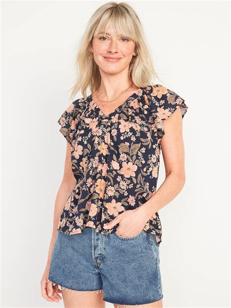 Flutter Sleeve Floral Print Swing Blouse Old Navy